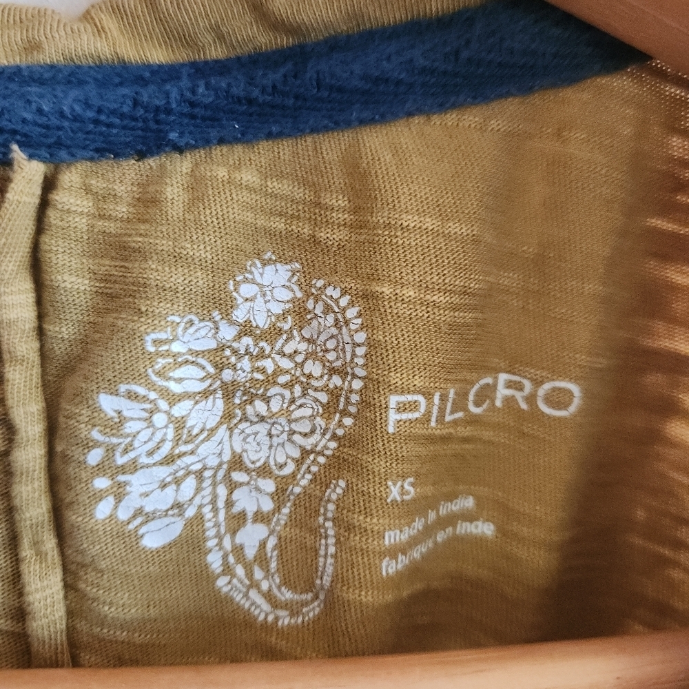 Pilcro Short-Sleeve Tee Raw Hems Mustard Yellow 100% Cotton Crew Neck X Small - Picture 2 of 8